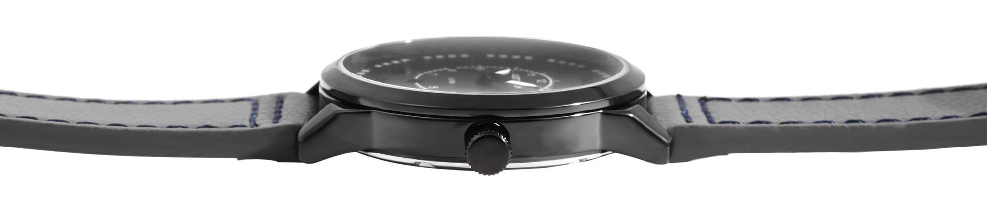 JUST WATCH "Benedict" Herrenuhr mit Echtlederband, Grau