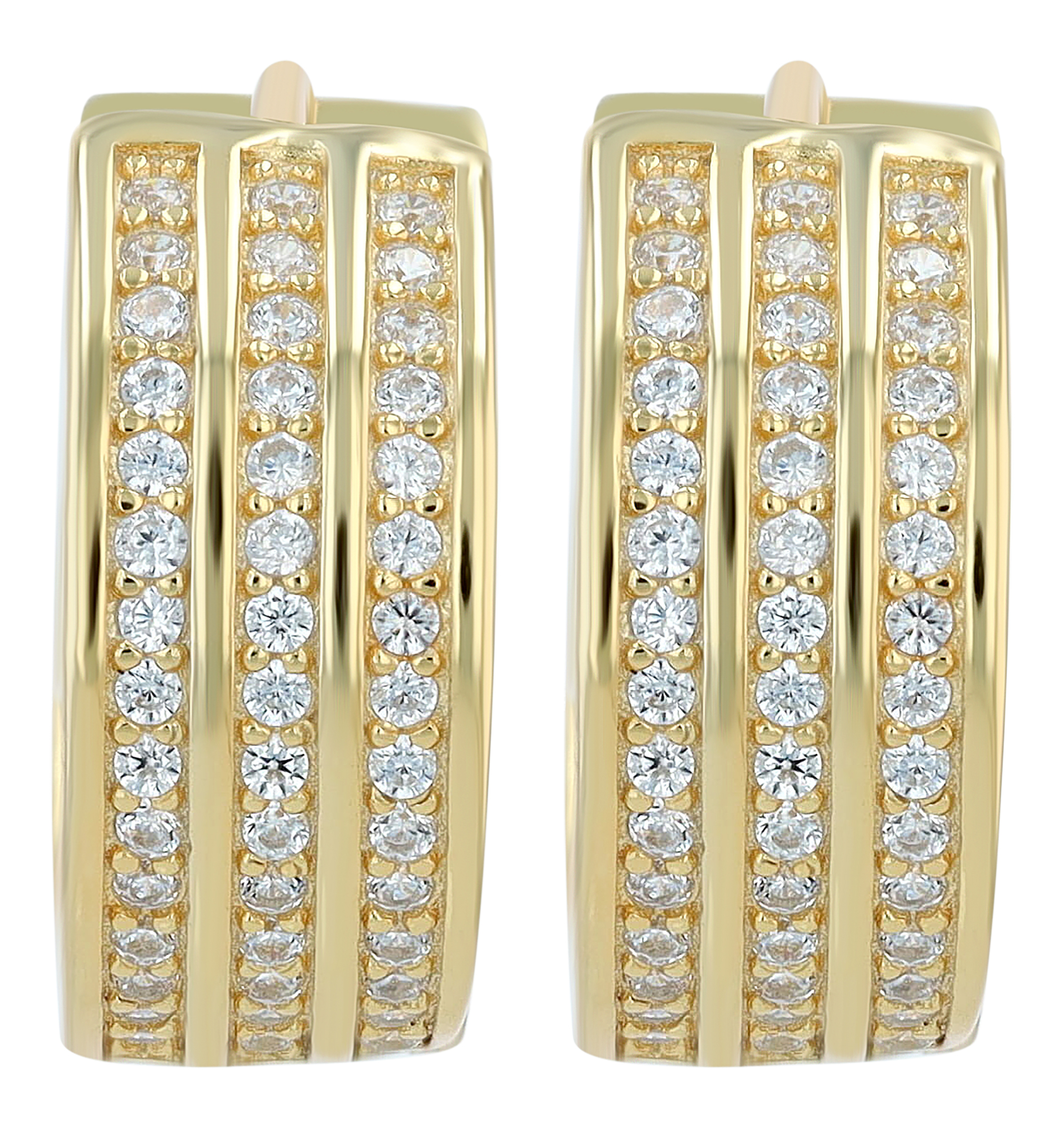 "Eleganz", 925/- Echt Silber Creolen Ø 12,5mm, Zirkonia, vergoldet