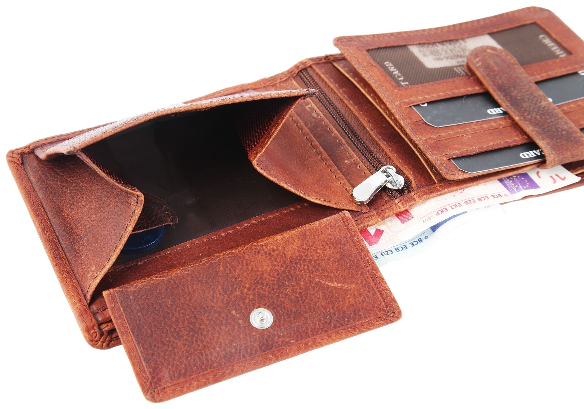 Leonardo Verrelli Geldbörse, Echtleder, RFID-Schutz, cognac