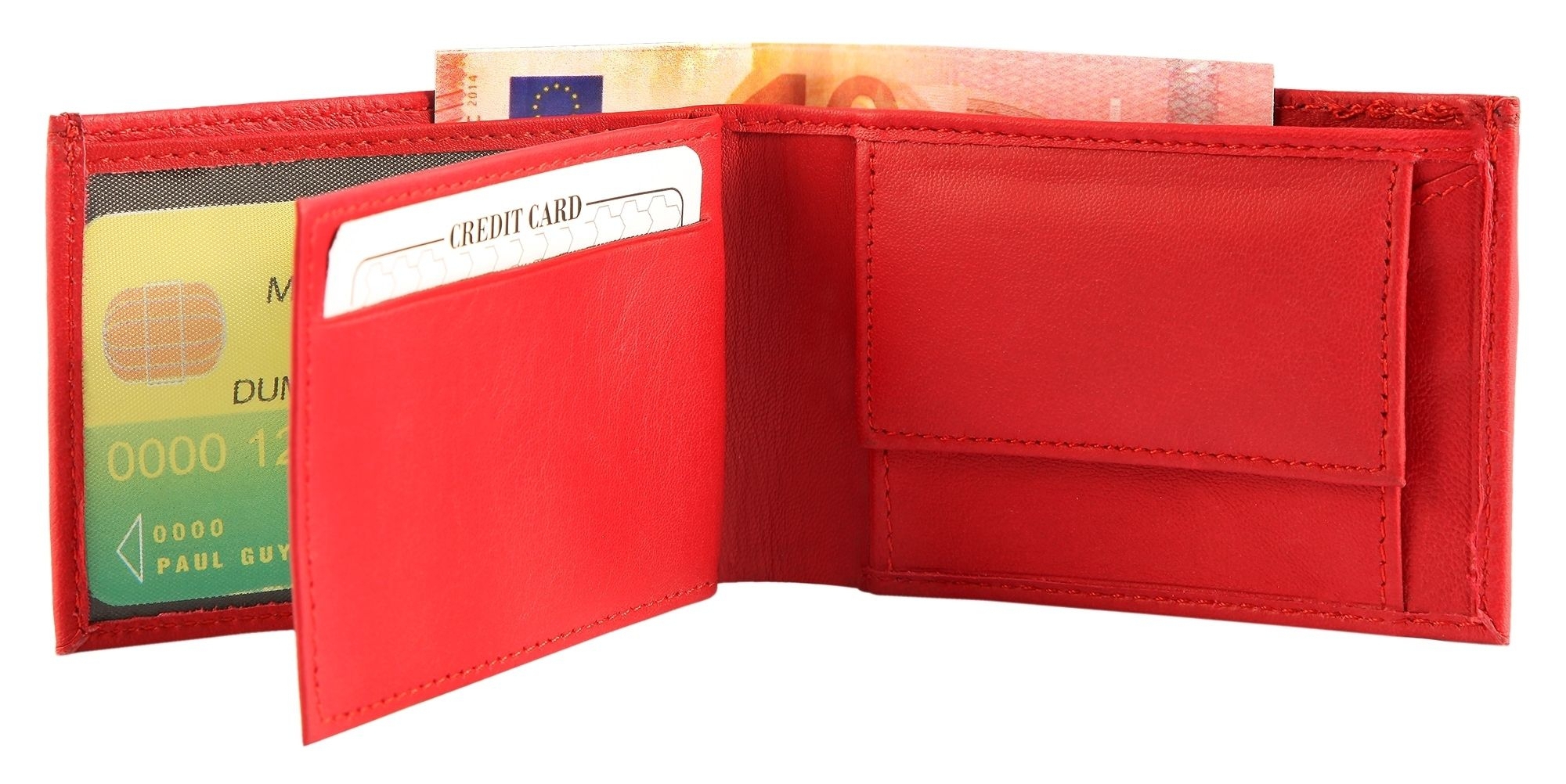 Excellanc Mini-Geldbörse aus Echtleder in rot