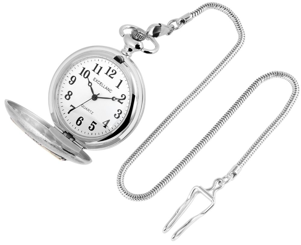 Excellanc Taschenuhr, silber- und goldfarben, Brandenburger Tor