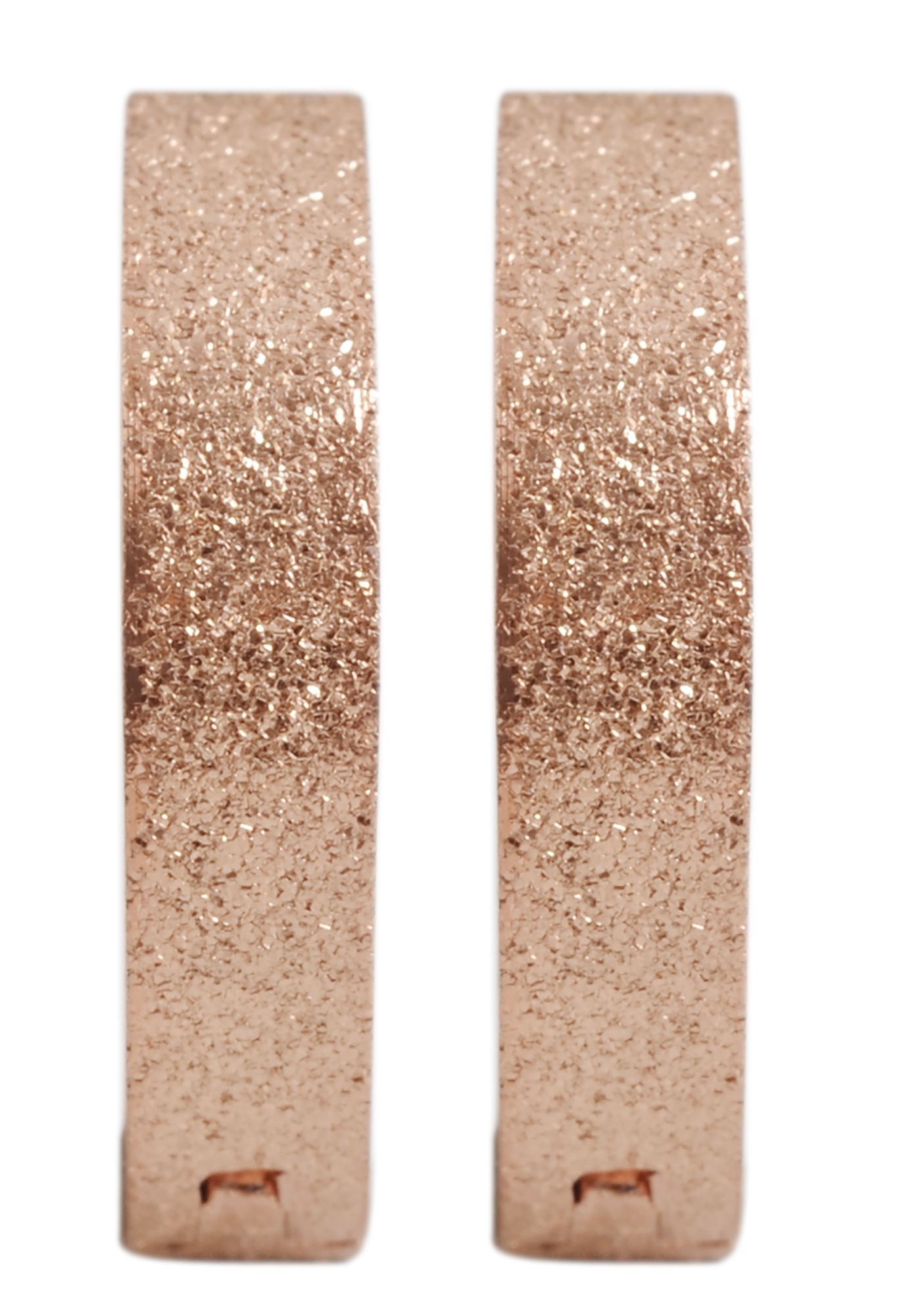 "Fina", Akzent Edelstahl Klapp-Creolen Ø 14 mm, sandgestrahlt, roségoldfarben