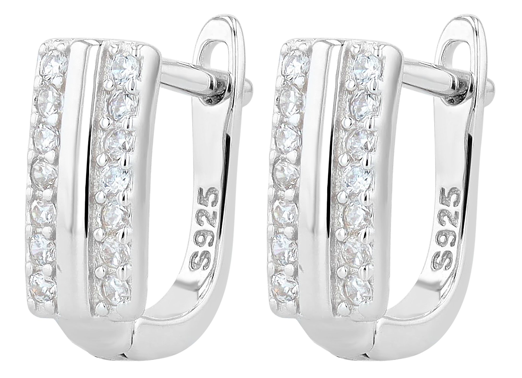 "Zia" 925/- Echt Silber Creole mit Zirkonia, silberfarben rhodiniert