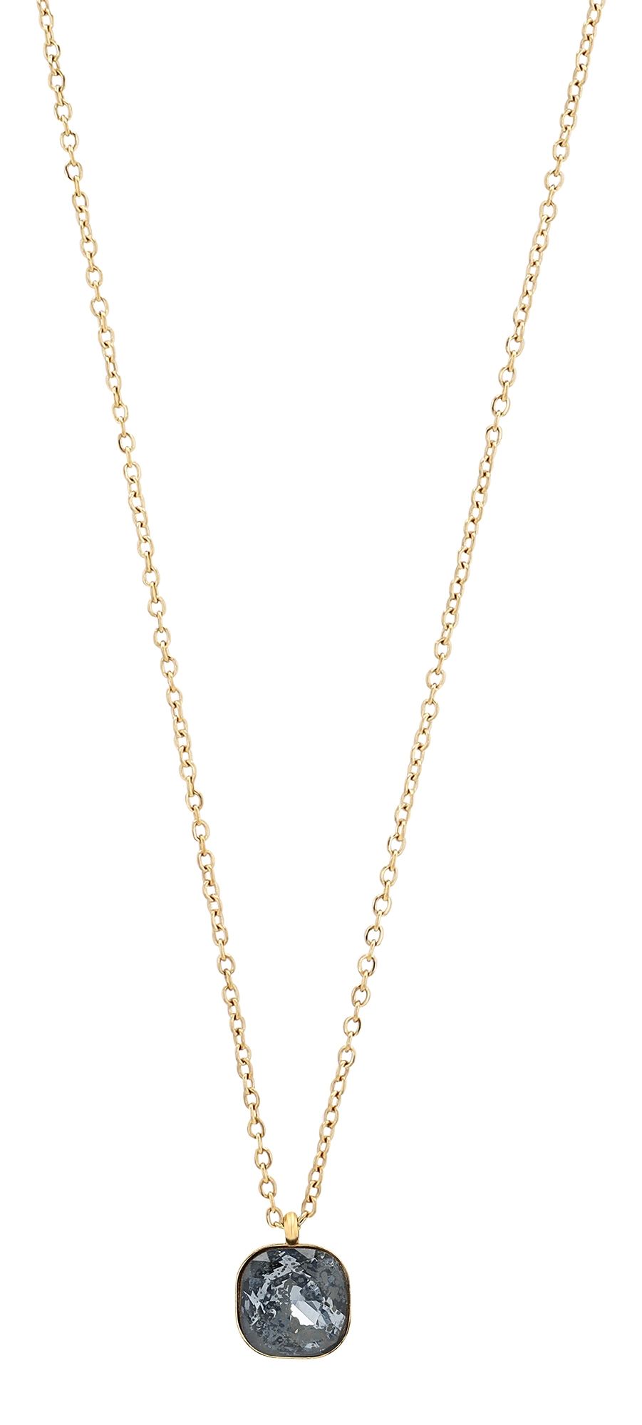 "Lia" - Schmuckset, Kette (45cm) mit Anhänger und Ohrhänger, Edelstahl, goldfarben + anthrazit