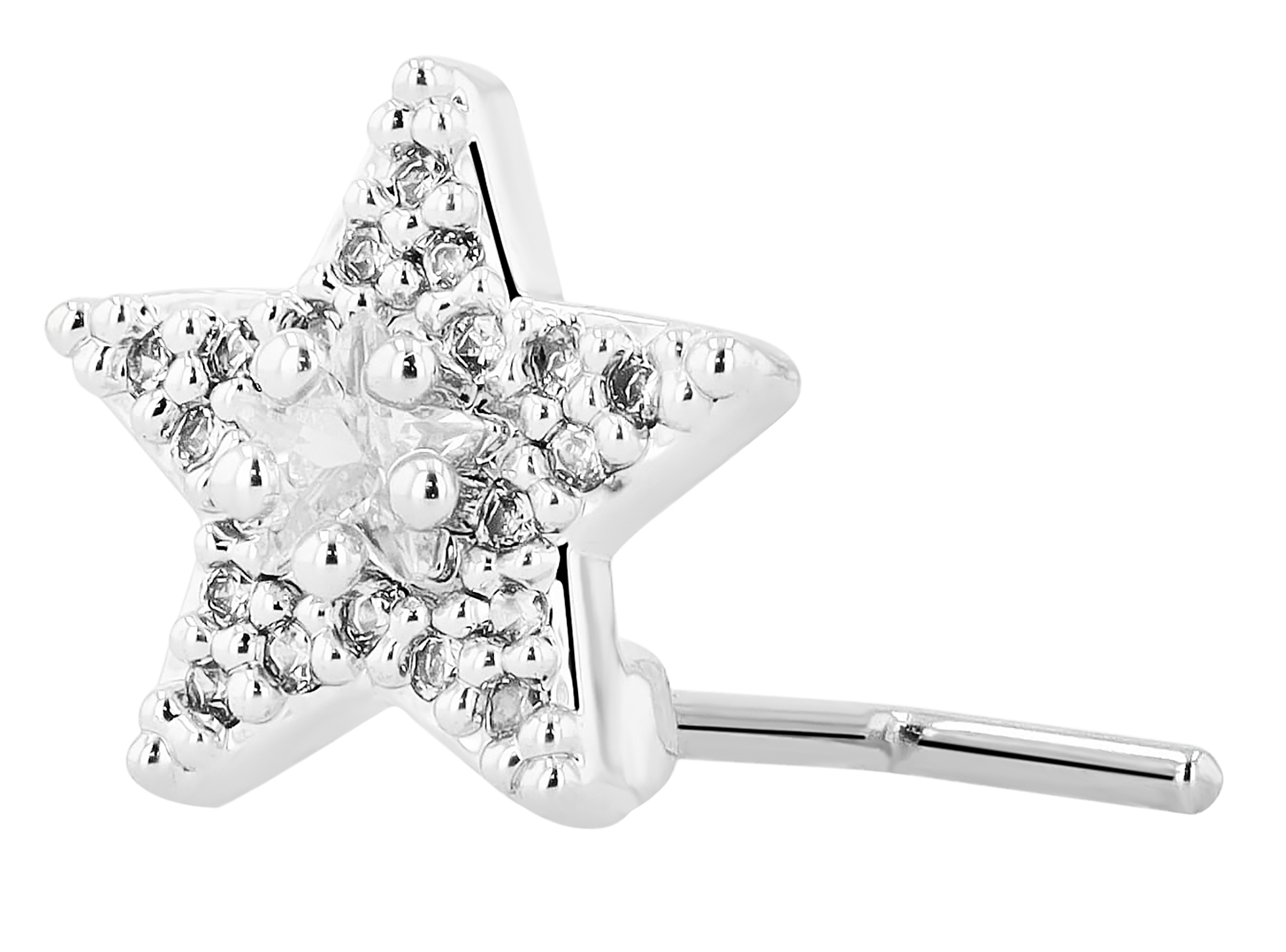 "Pakize" Nasenpiercing aus Edelstahl, L-Form, Stern, Ø 0,9mm/ Stablänge 7,5 mm, silberfarben