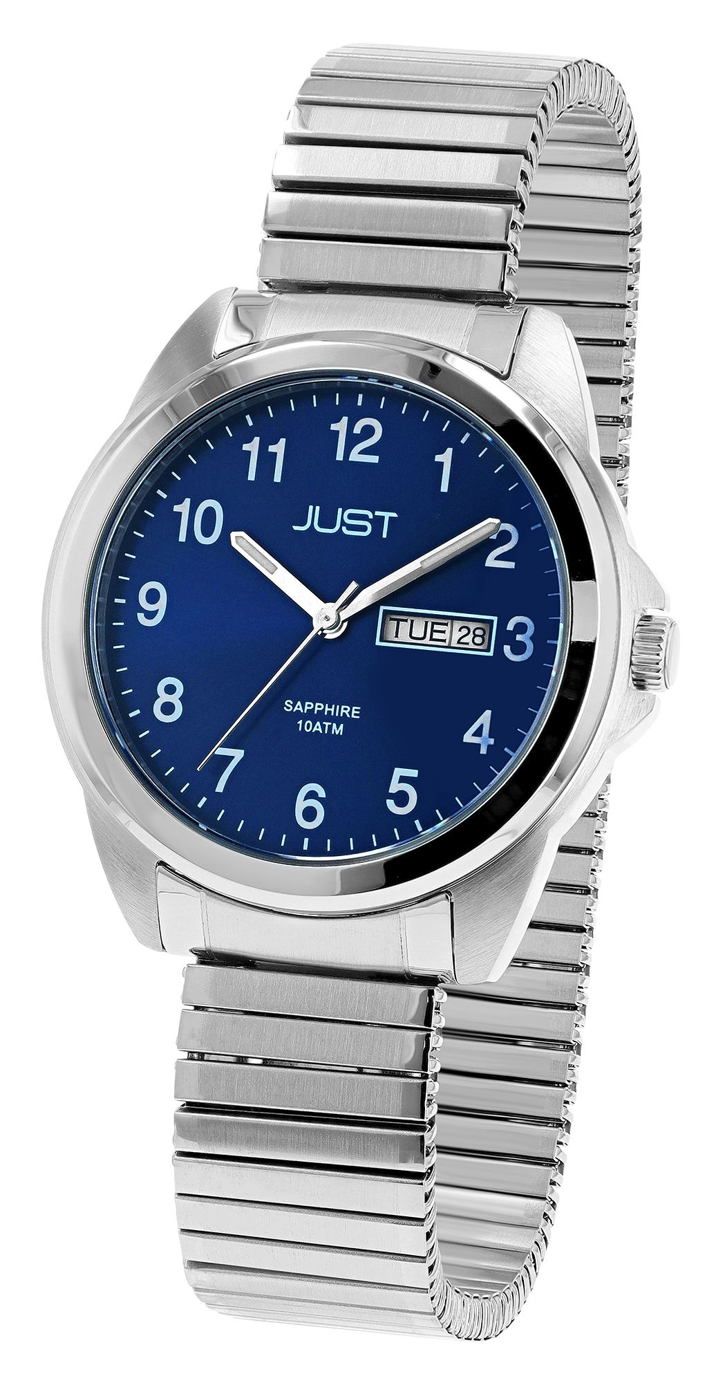 JUST "Majivi" Herren Edelstahuhr mit Edelstahlzugband, 10 ATM, blaues ZB