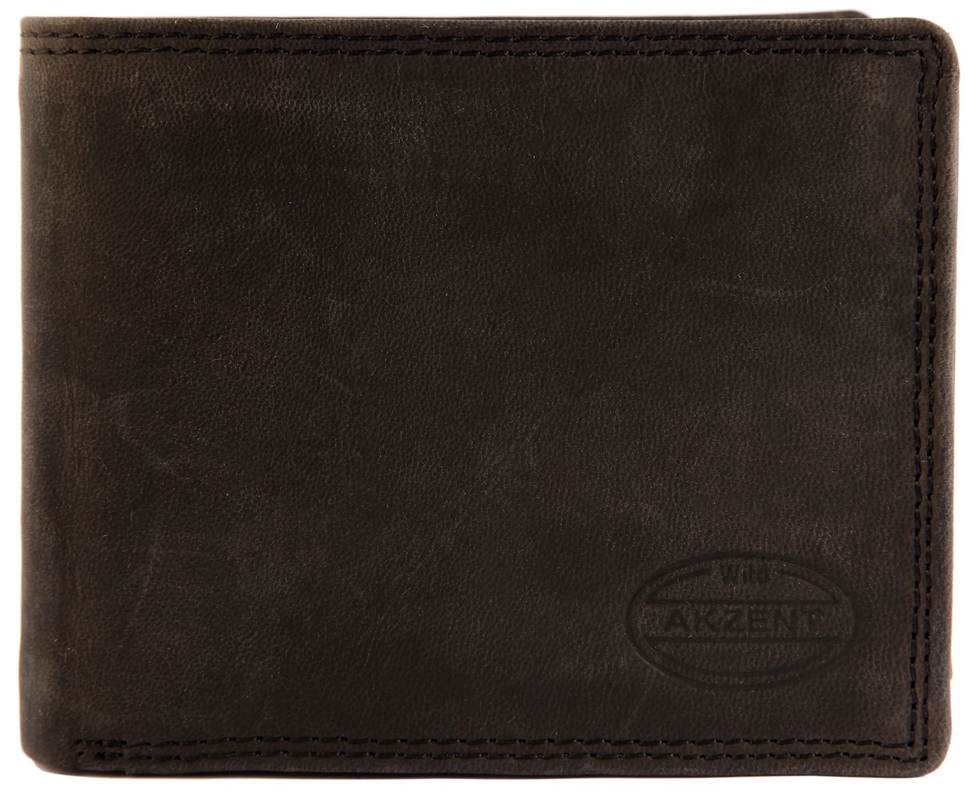 Akzent Herren Geldbörse aus Echtleder in schwarz. Format 12 x 10 cm.