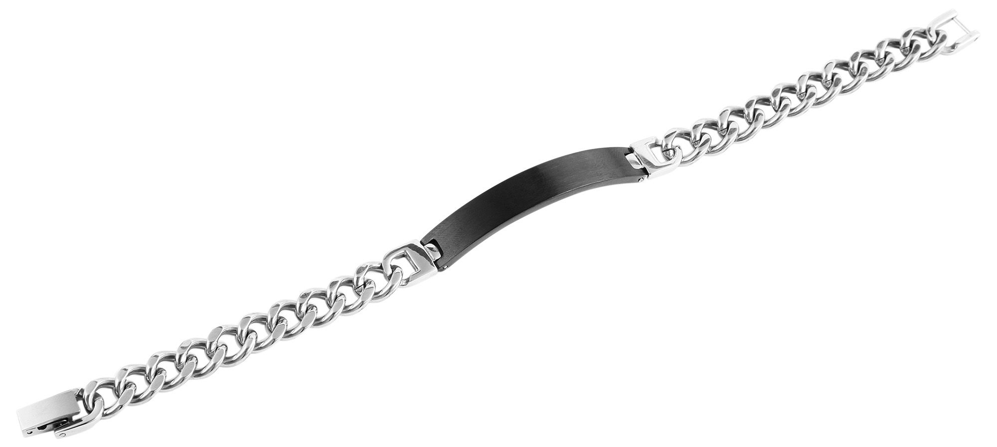 Akzent Panzerketten-Armband aus Edelstahl, silberfarben/schwarz