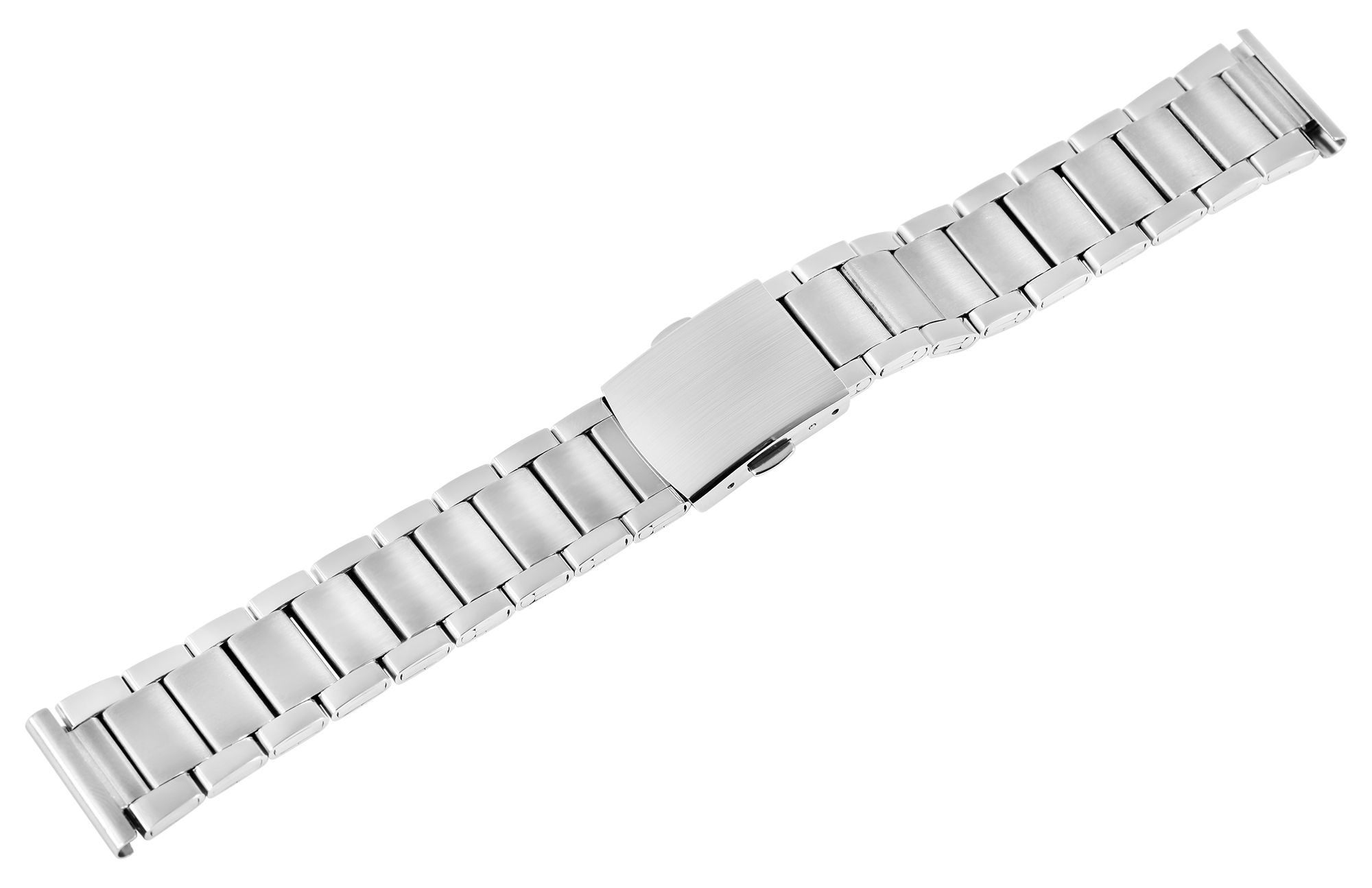 Edelstahl-Uhrenarmband mit Faltschließe, silberfarben, 20 mm