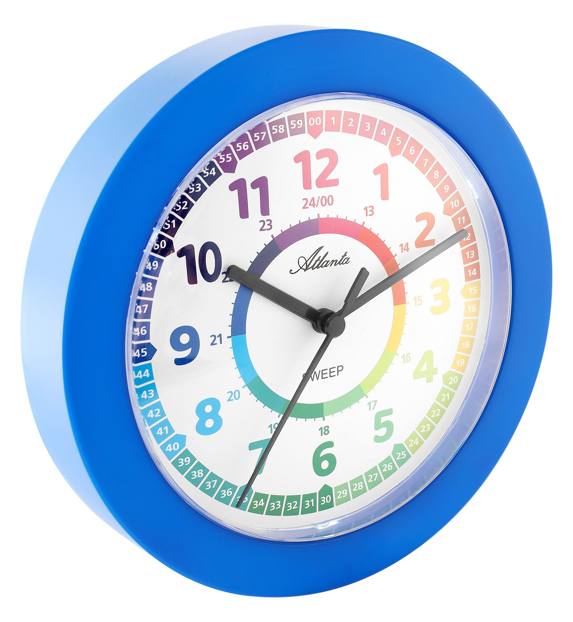 Atlanta Wanduhr für Kinder, blau, Ø 22 cm