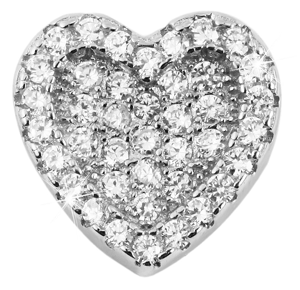 925/- Echt Silber Anhänger ohne Kette "Hajar", Herz mit Zirkoniabesatz, 925/rhodiniert
