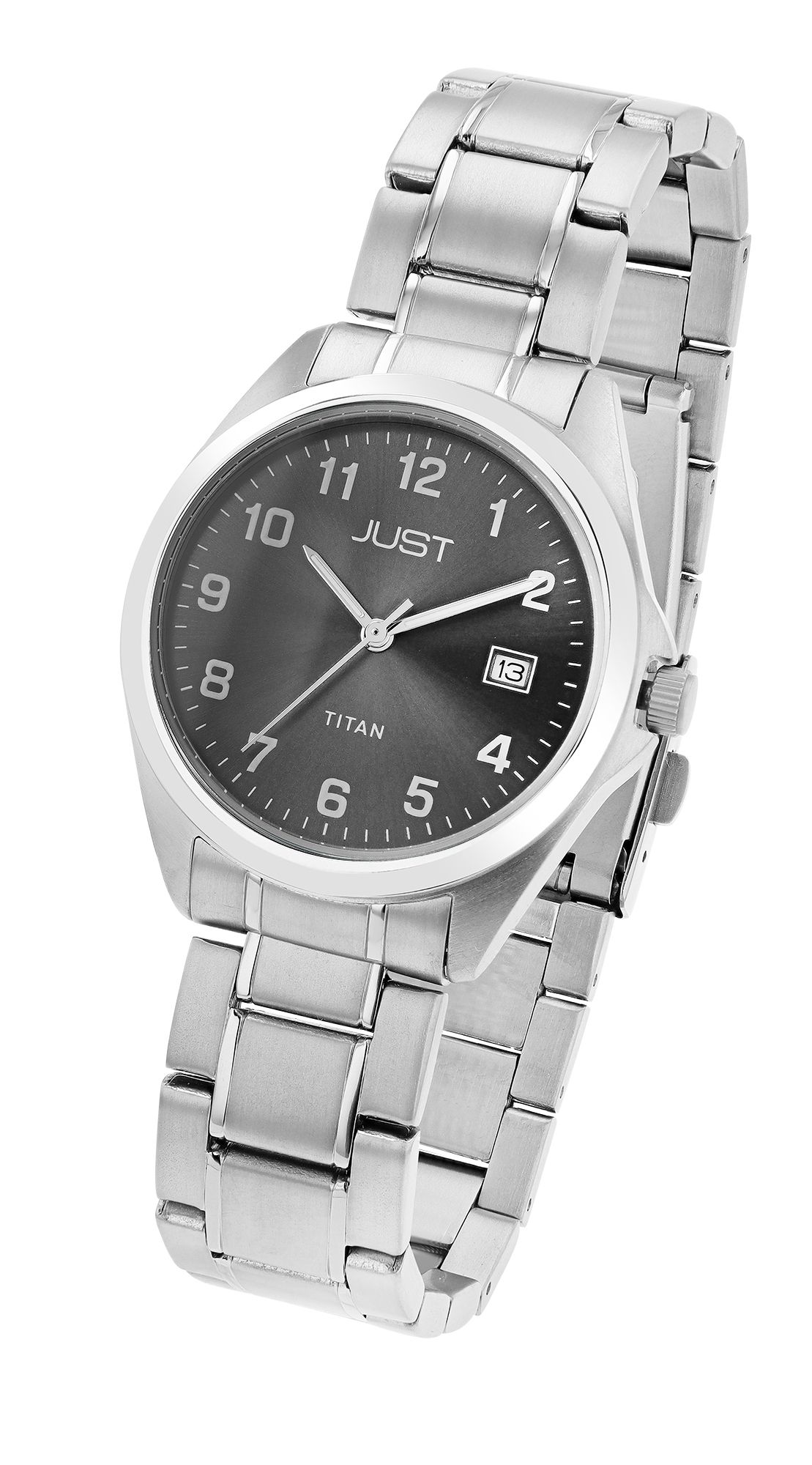 JUST "Kaius" Herren Titanuhr mit Titanband,10 ATM, graues ZB