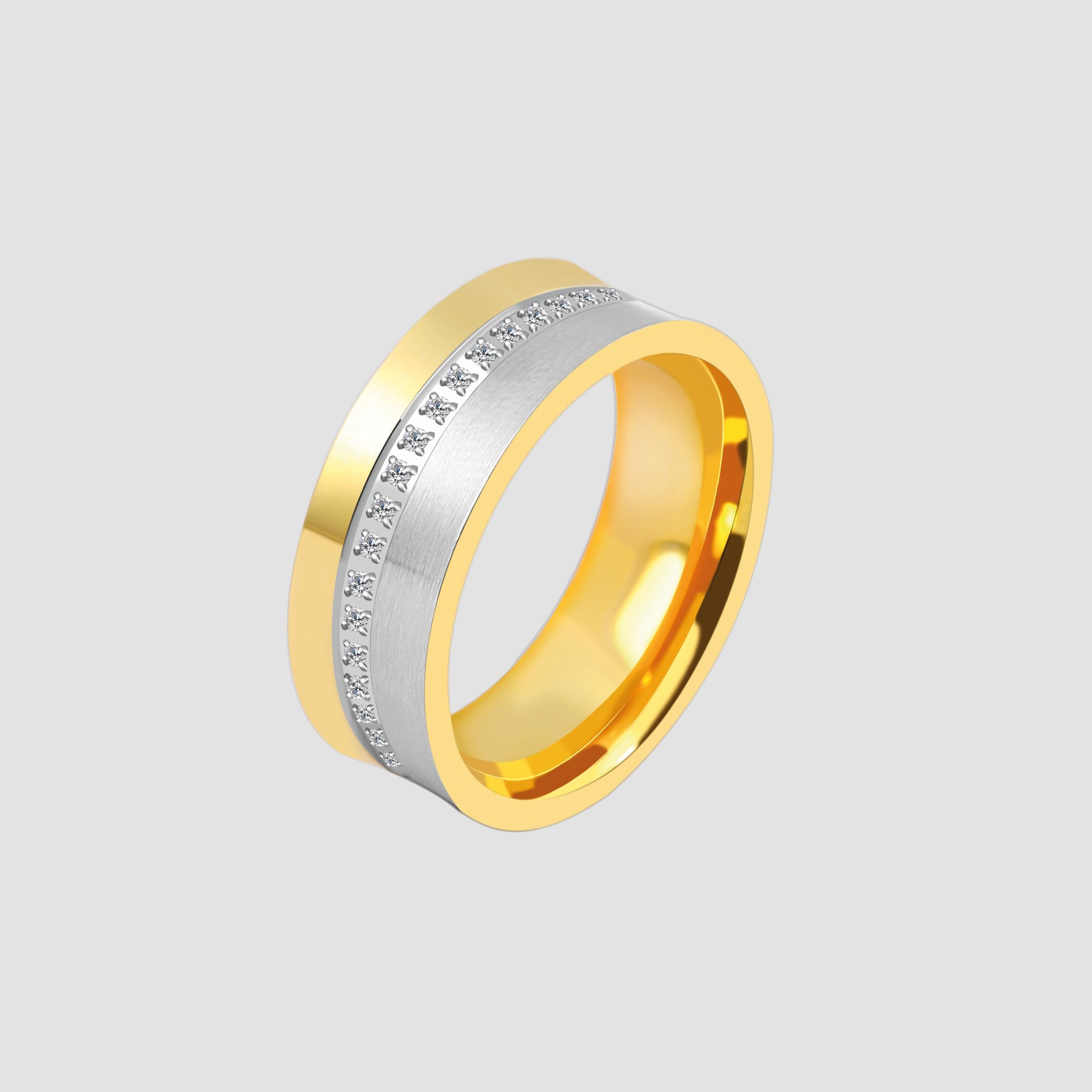 Damen Edelstahl Partnerring mit Steinchen, Gr. 52