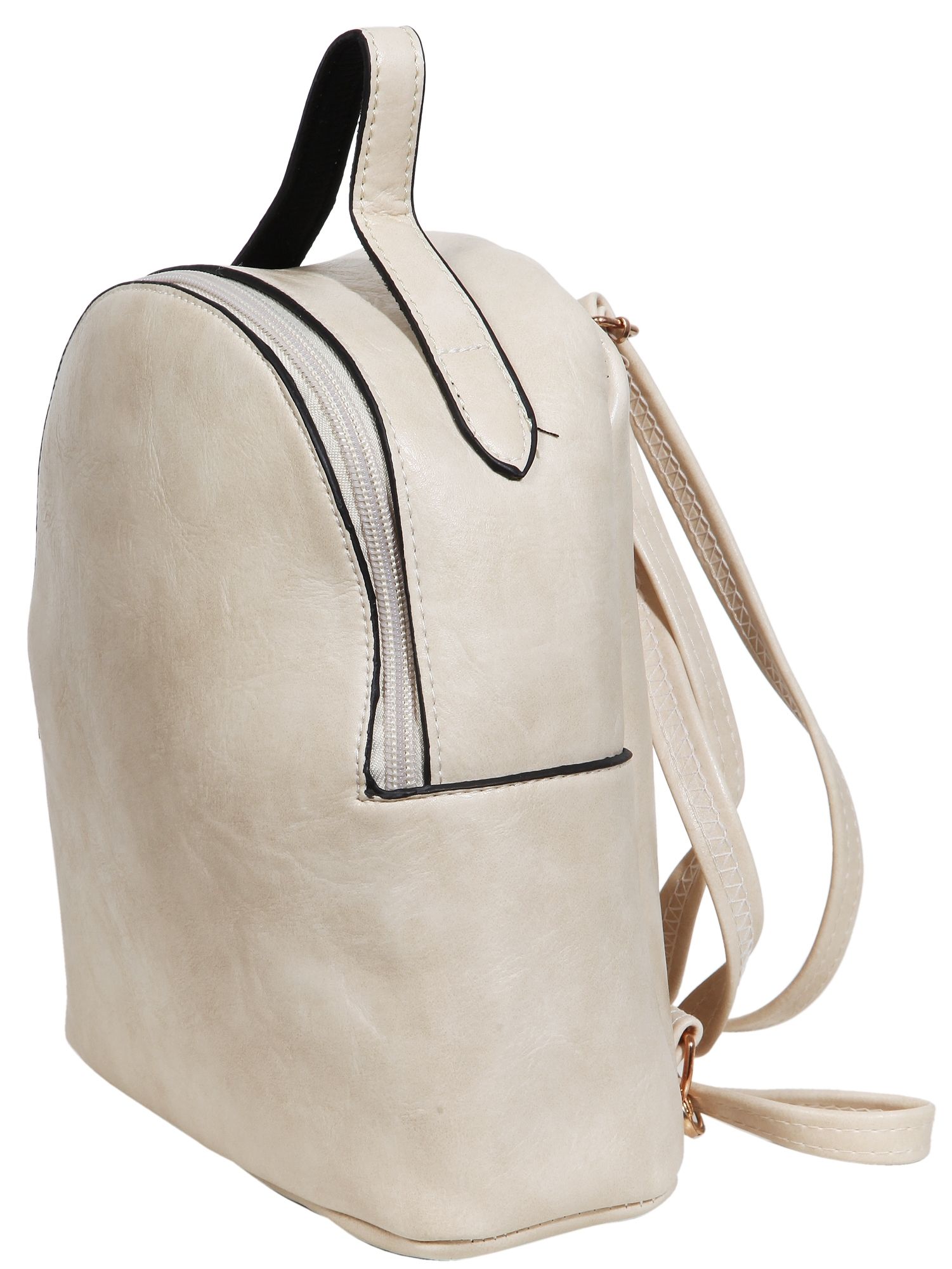 Damen-Rucksack aus Lederimitat, weiß, Länge: 21,5 cm / Breite: 19,0 cm / Stärke: 8,0 cm