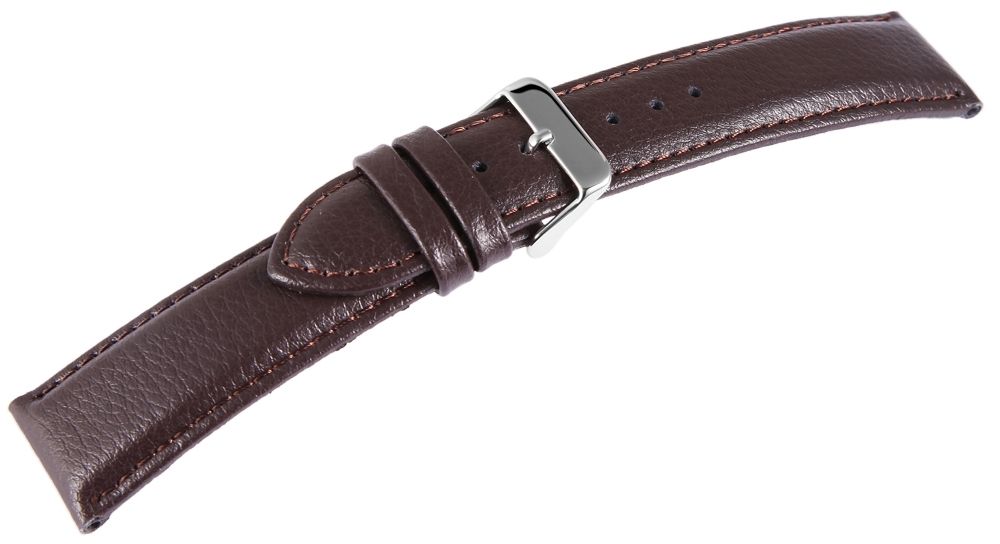 Echtleder-Uhrenarmband, dunkelbraun, 22 mm