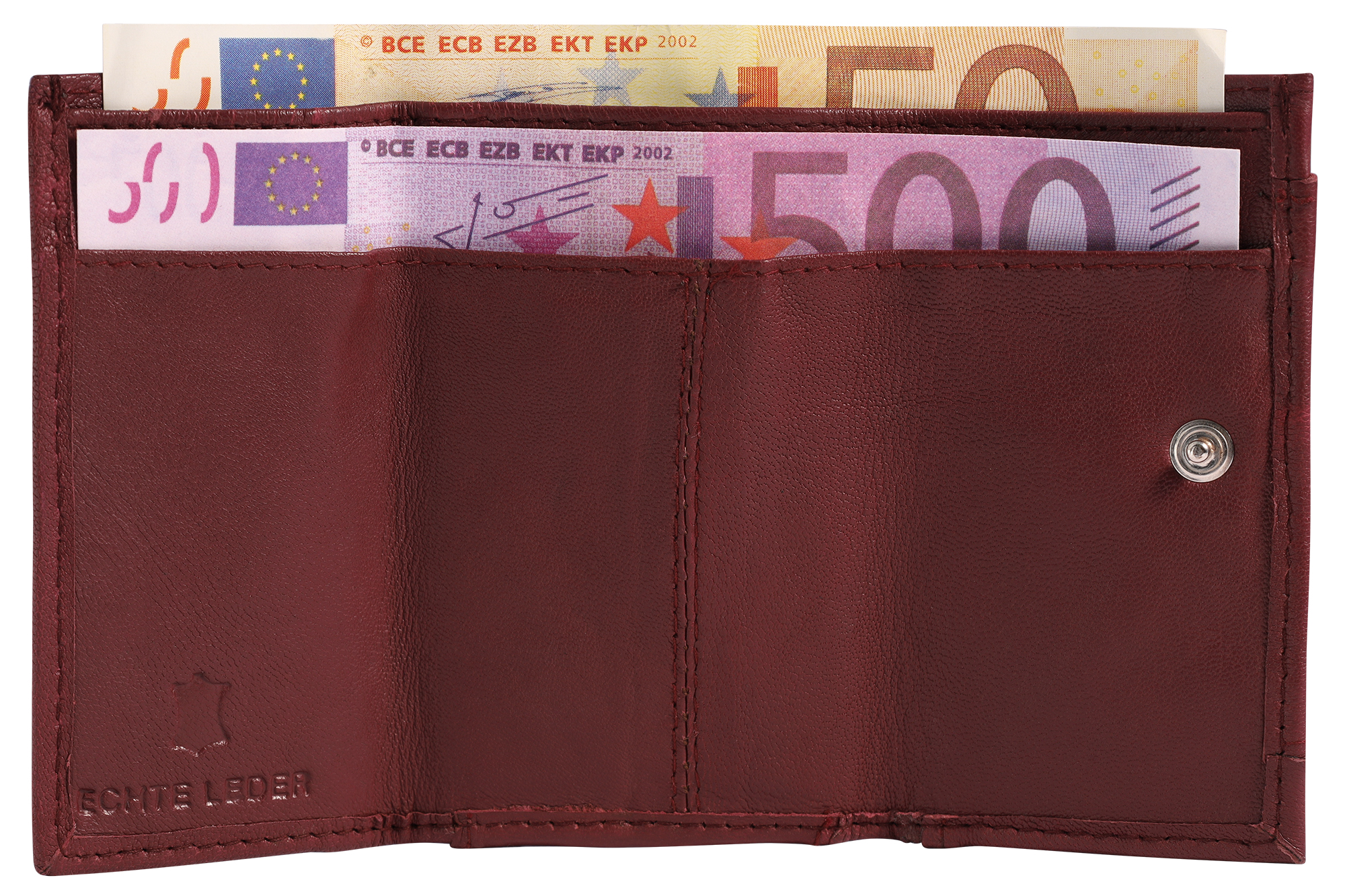 Excellanc Echtleder Mini-Geldbörse (Schlüsselfach), bordeauxrot