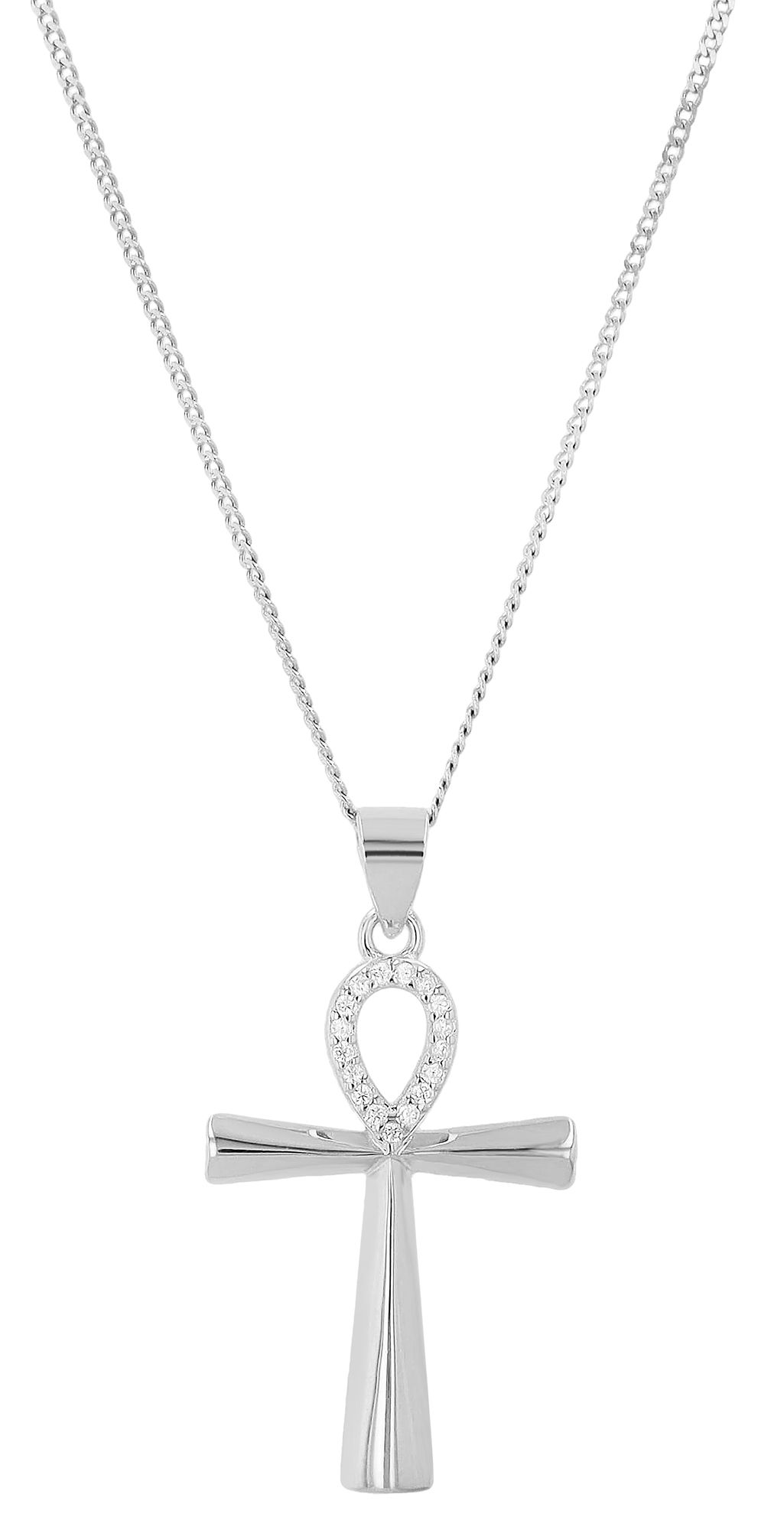 "Ankh", 925/- Echt Silber Anhänger mit Zirkonia, rhodiniert, rhodiniert