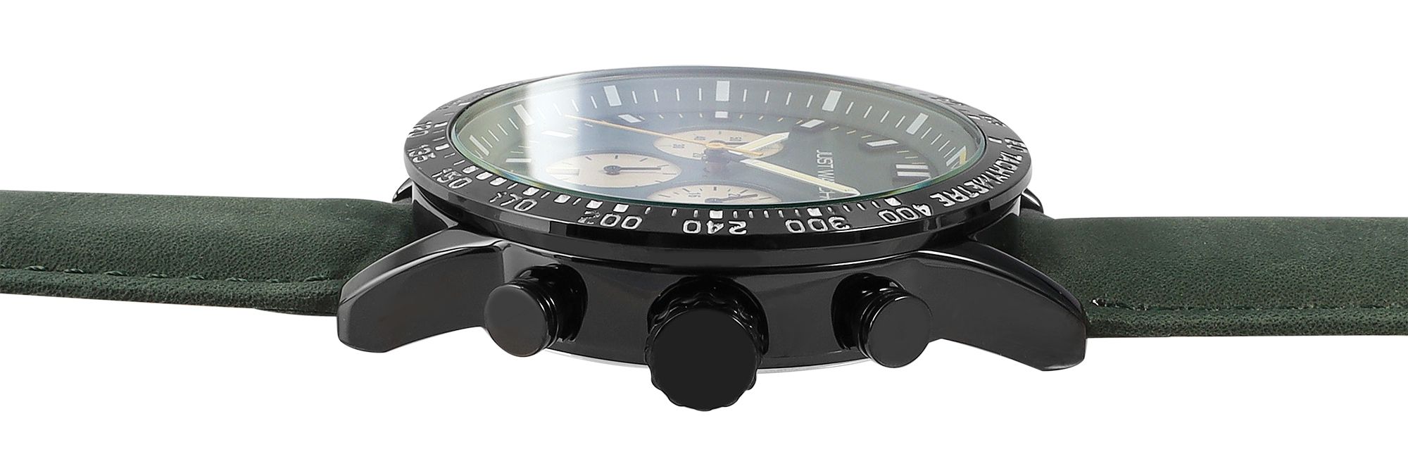 Just Watch Herrenchronograph mit Lederarmband, 5 ATM, grün
