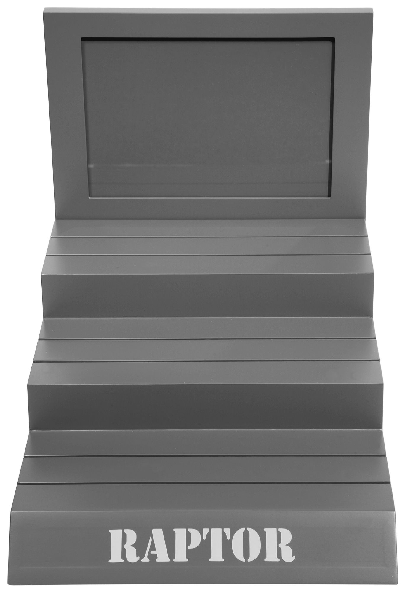Raptor Uhrendisplay, grau mit Uhrenaufsteller, 27 cm x 39 cm x 30 cm