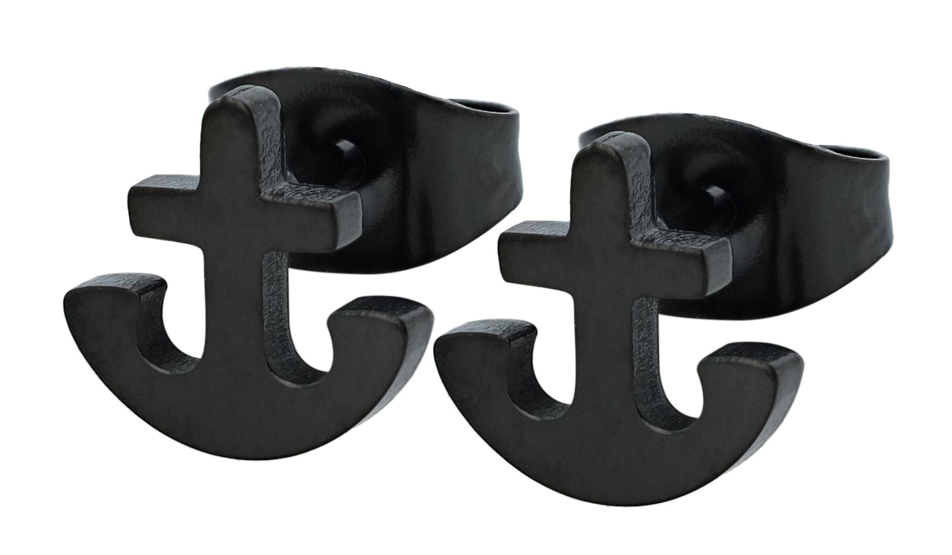 Akzent Ohrstecker "Talon" aus Edelstahl, maritim, 8 x 8 mm, schwarz