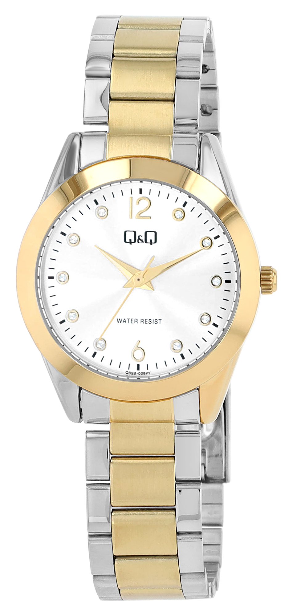 Q&Q Damenuhr mit Edelstahlband, Ø 34 mm, bicolor