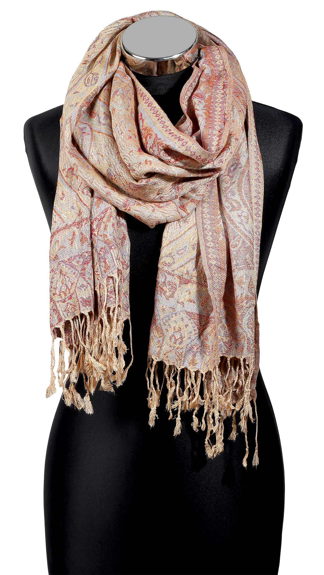 Schalpaket, 100% Viskose, VE 4, Paisley-Muster - beige