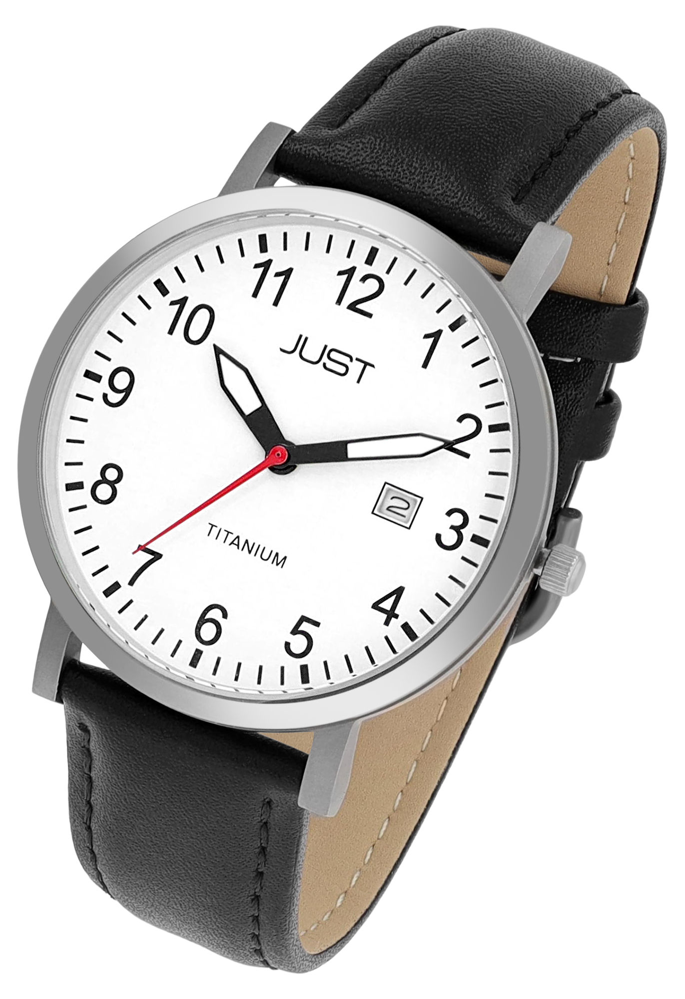 Just Titan Herrenuhr "Keenan" mit Echtlederband, 5 ATM, schwarz/weiß