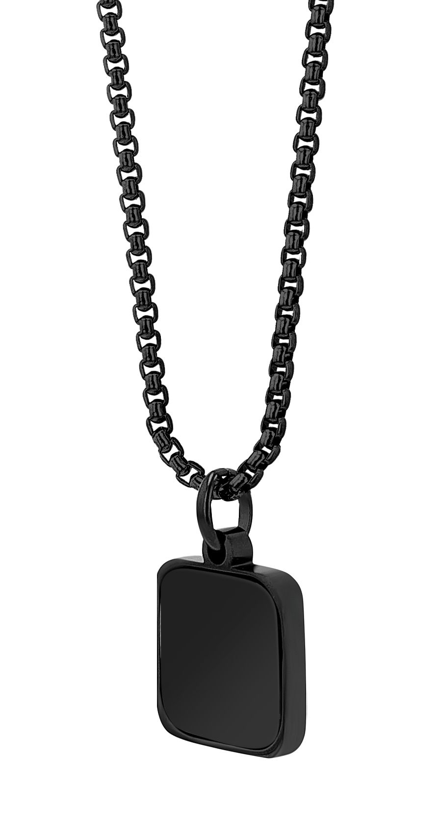 "Naturella", Edelstahl Kette mit Naturstein-Anhänger, 61 cm, schwarz/ schwarzer Achat