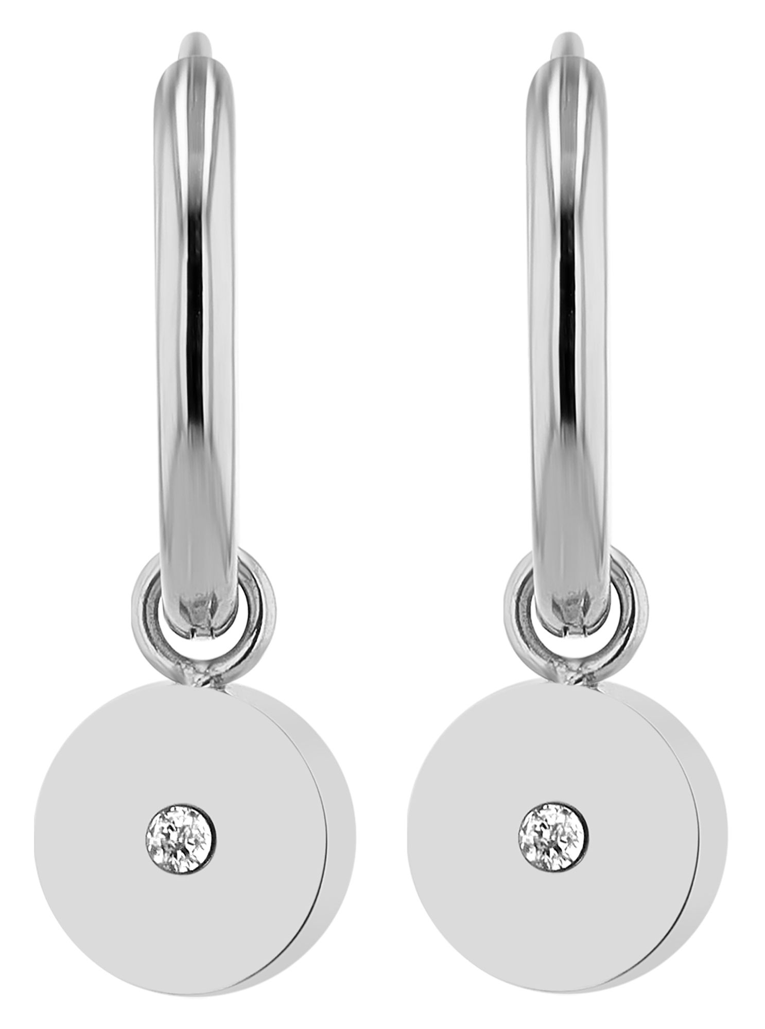 "Stintje" Edelstahl Creole Ø 12 mm, runder Anhänger (abnehmbar), silberfarben