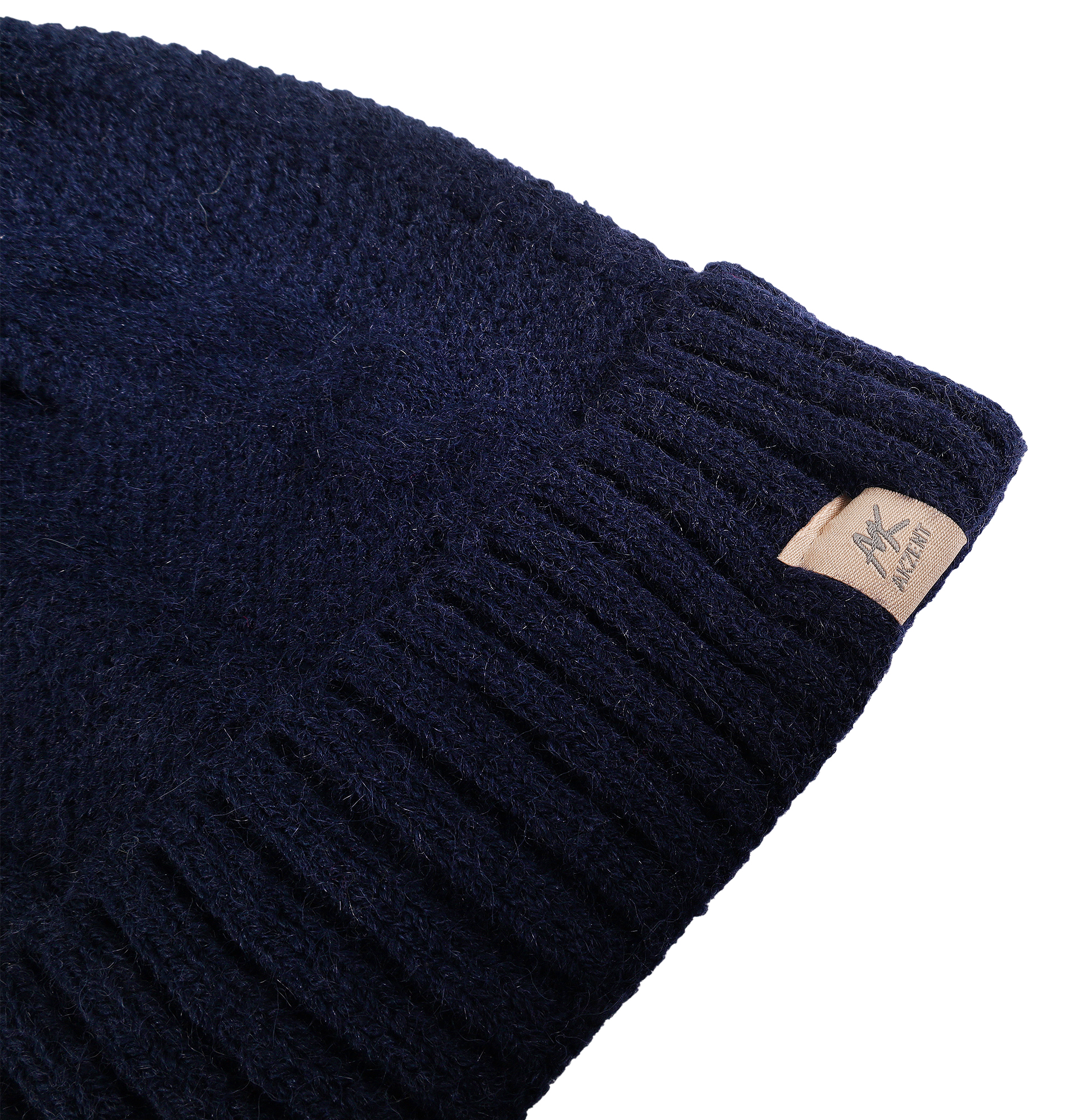 Akzent Strickmütze für Damen (mit Kunstfellbommel), VE-4, dunkelblau