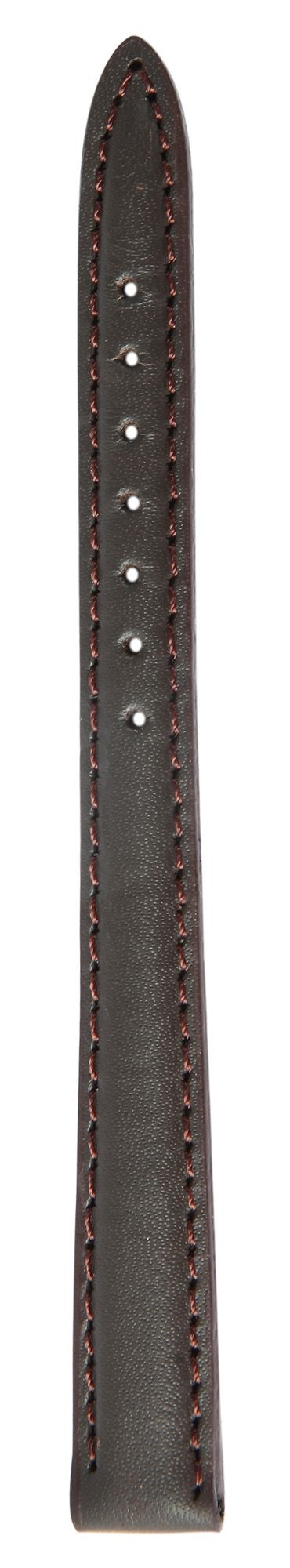 Echtleder-Uhrenarmband, dunkelbraun, gepolstert/ Naht, 12 mm