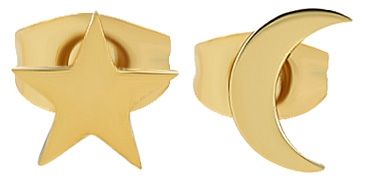 Akzent Ohrstecker "Teal" aus Edelstahl, Mond & Stern, goldfarben