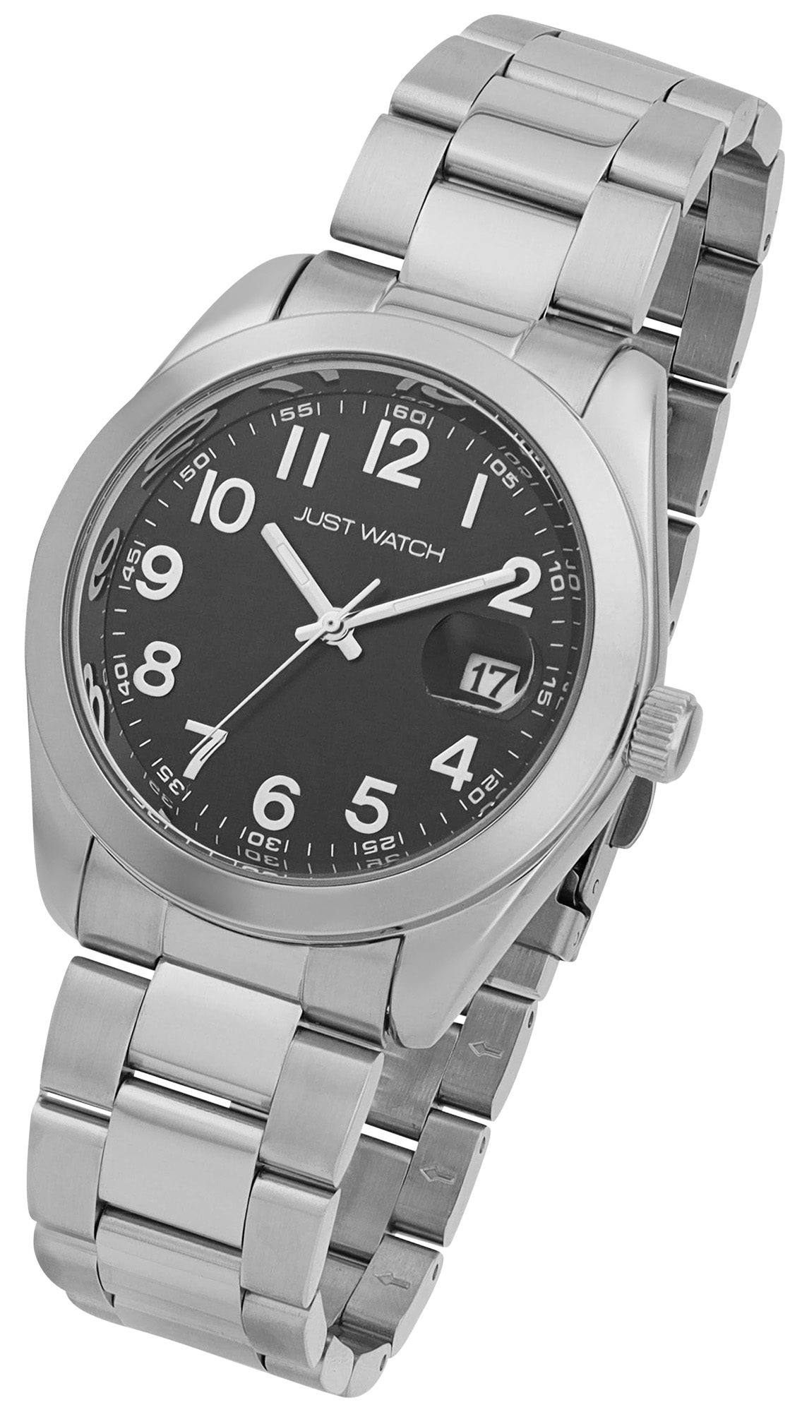 JUST WATCH Herrenuhr "Mats" mit Edelstahlband, Ø 41 mm, silberfarben/schwarz, 5ATM