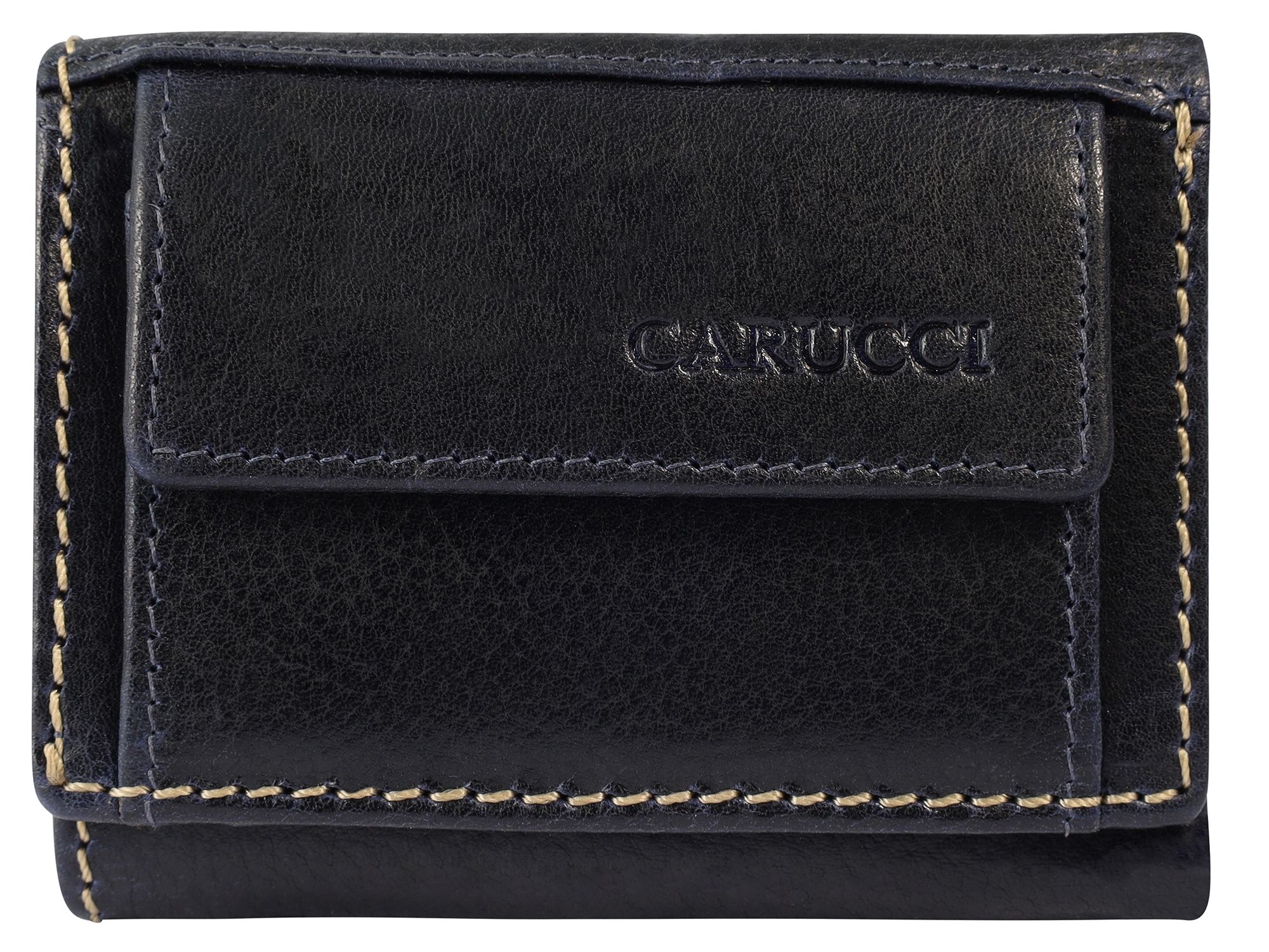 Carucci Echt Leder Mini-Geldbörsen, Querformat, blau