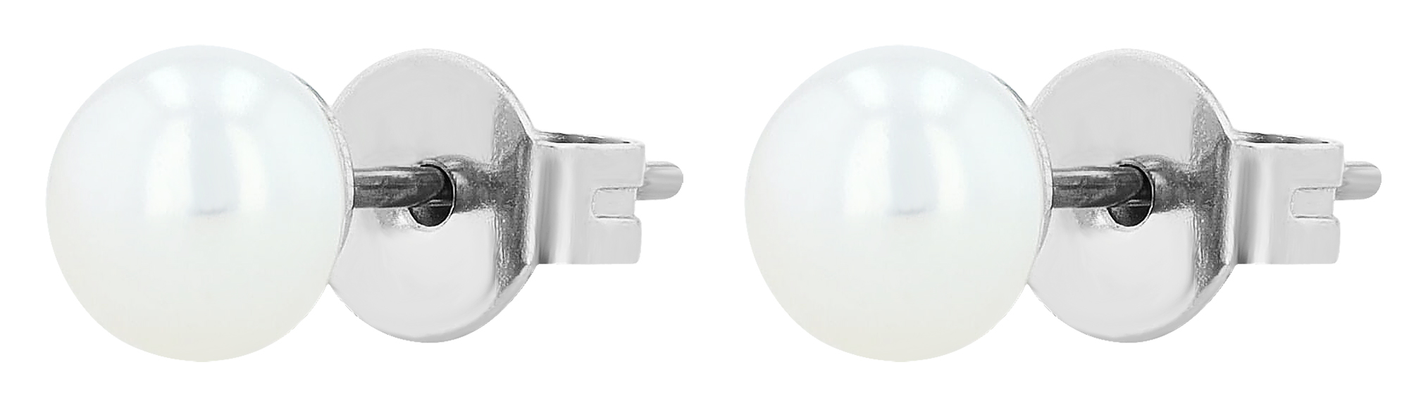 "Prati", Edelstahl Ohrstecker, Perle, weiß