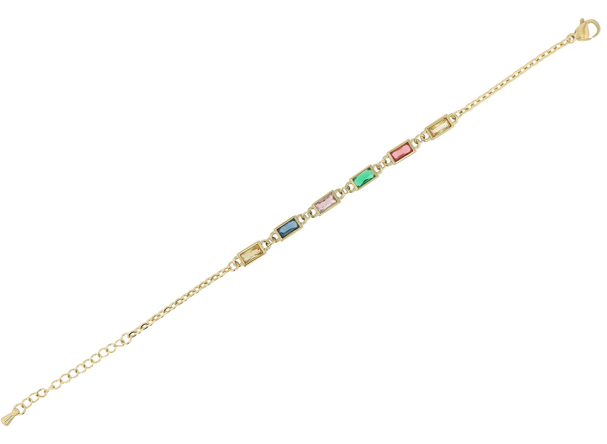 "Amelia" Edelstahl Armband mit bunten Steinen, 16 + 3 cm