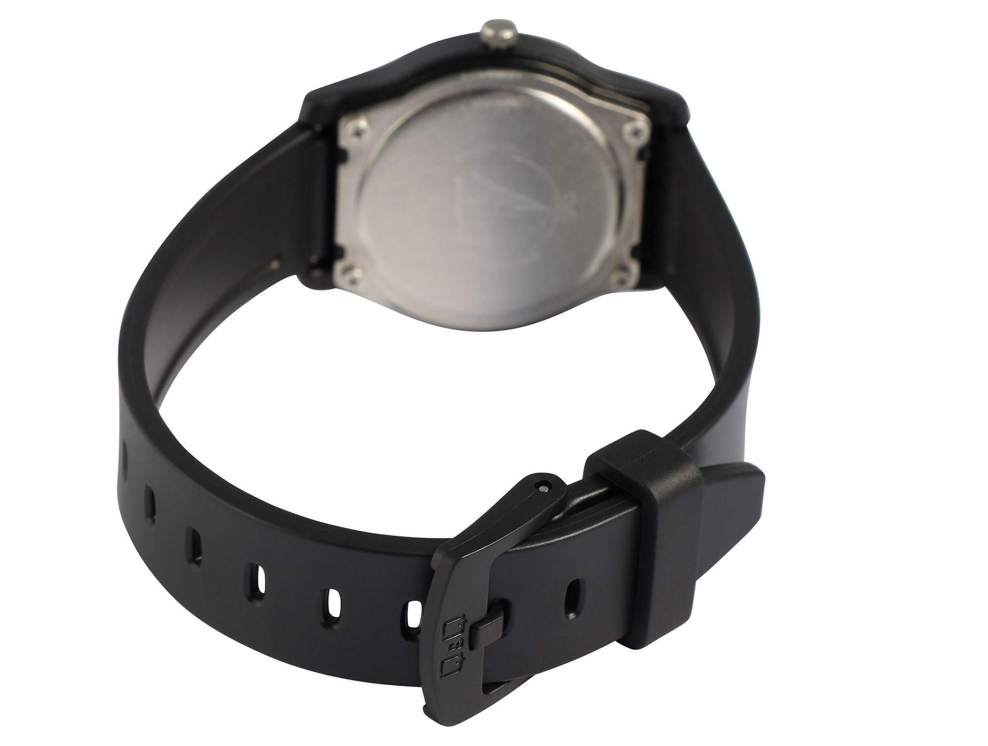 Q&Q Jugenduhr, Silikonarmband, Ø 30 mm, schwarz/ blau