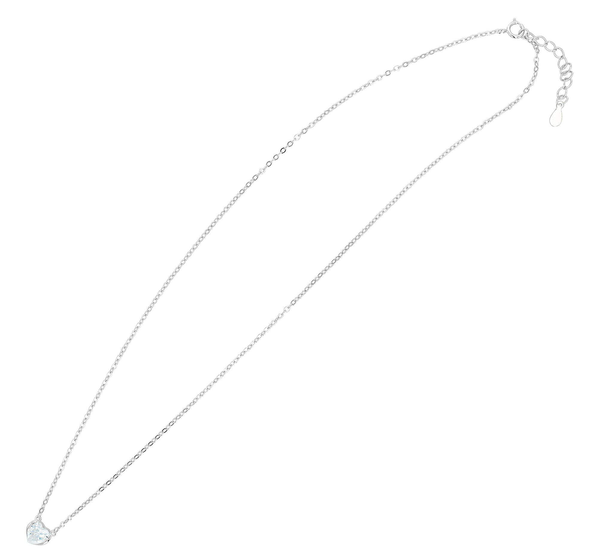 "Heyli" 925/- Echt Silber Kette mit Herzanhänger, Zirkonia weiß, rhodiniert