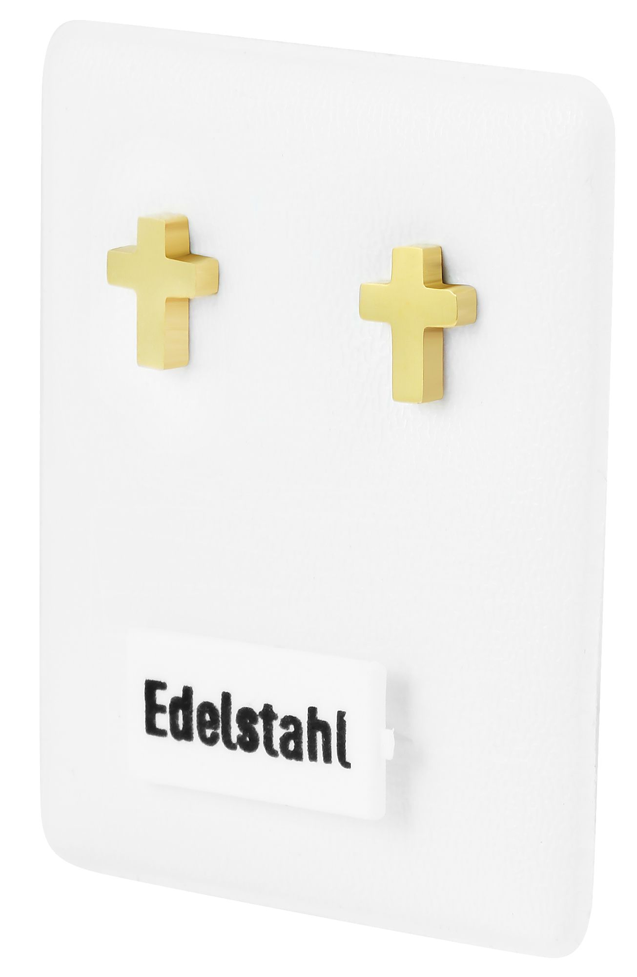 "Adeni", Edelstahl Ohrstecker, Kreuz, Ionenplattiert, goldfarben