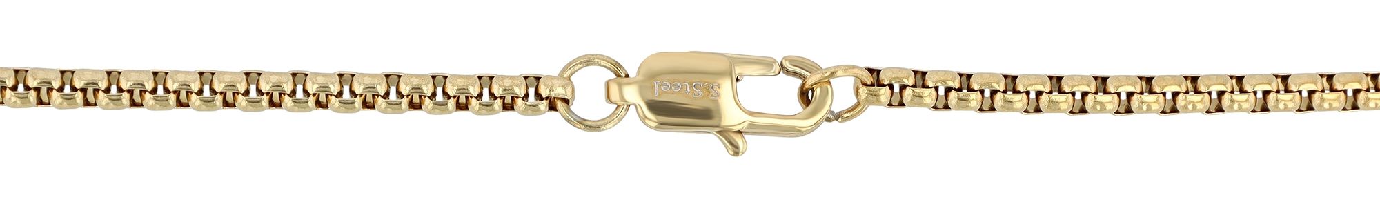 "Naturella", Edelstahl Kette mit Naturstein-Anhänger, 61 cm, goldfarben/ schwarzer Achat