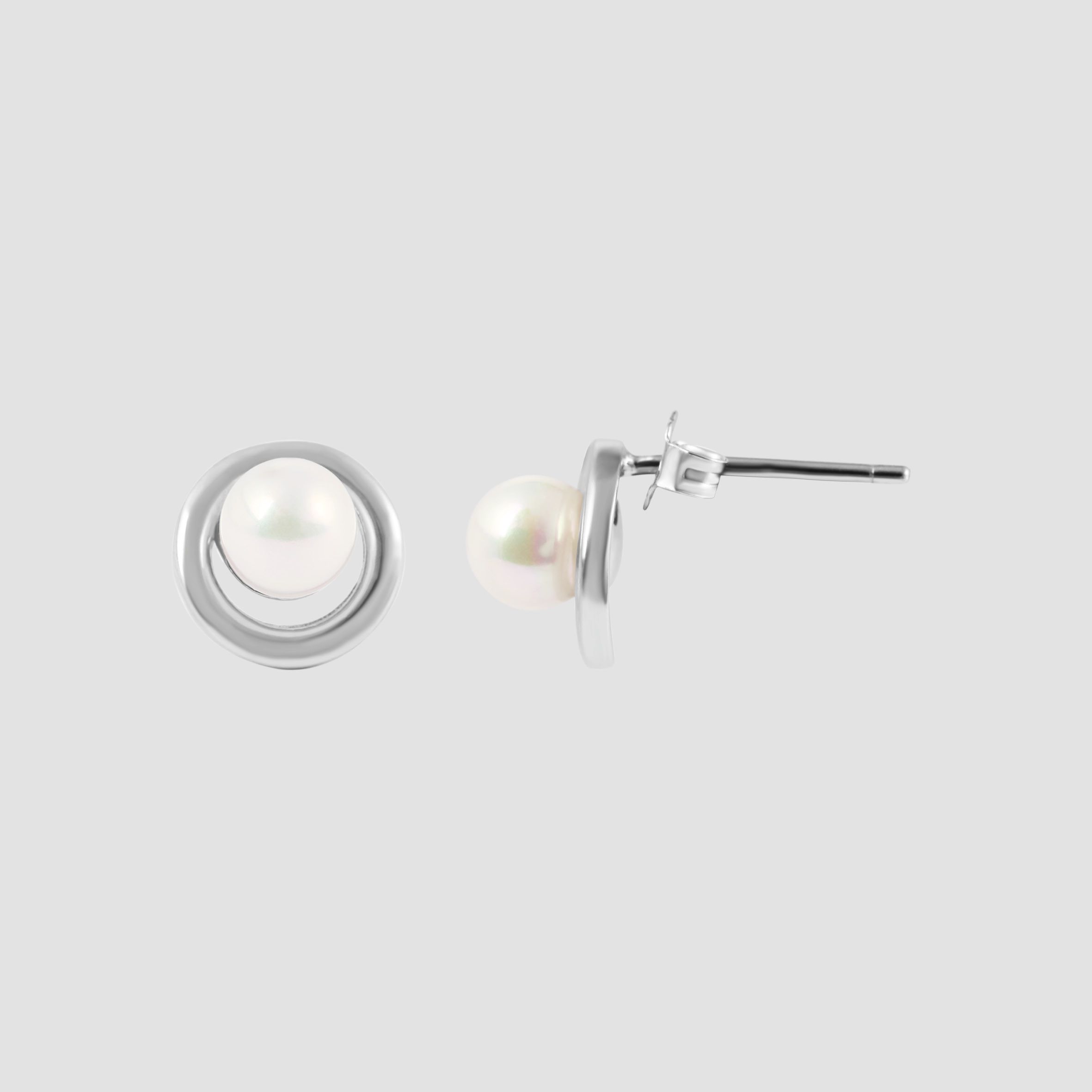 925/- Echt Silber Ohrstecker "Pippa" mit echter Süsswasserperle, 925/rhodiniert