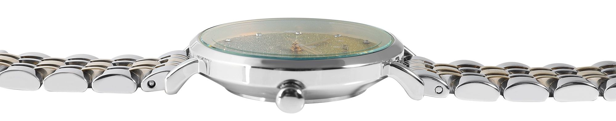 Just Watch Damenuhr mit Edelstahlarmband und buntem Glitzer-Zifferblatt