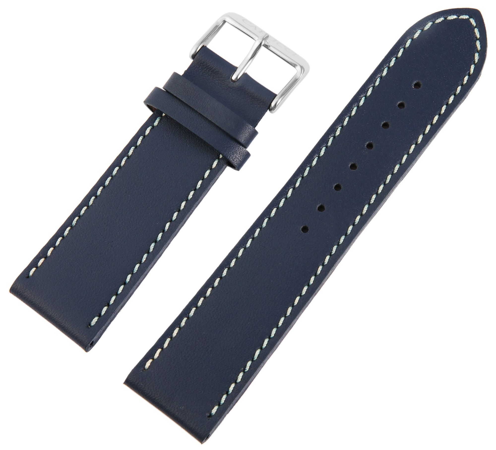 Carucci Echtleder-Uhrenarmband, dunkelblau, 24 mm