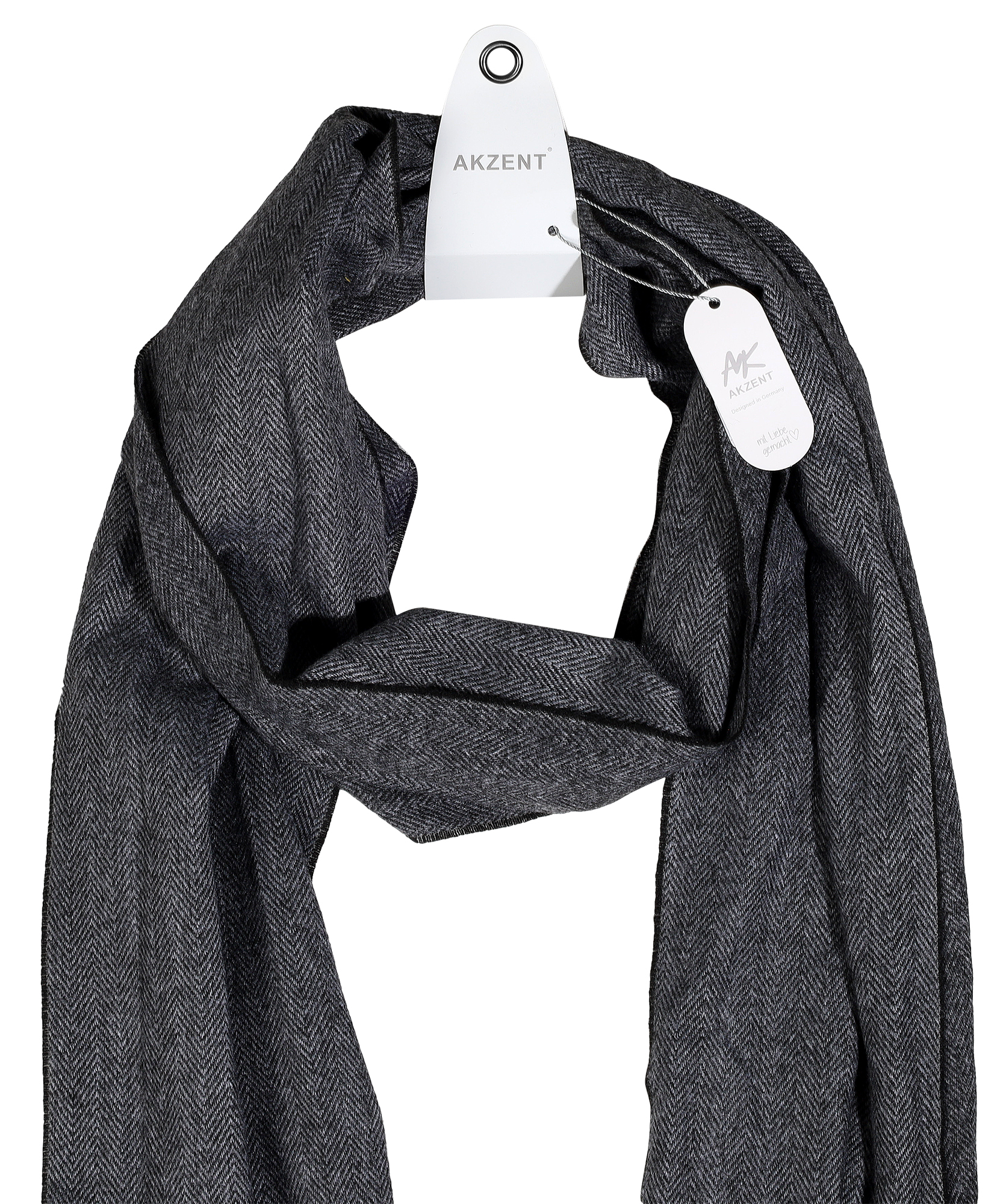 Herren Winterschal, unifarben mit Fischgrätenmuster (schwarz) 100% Polyester VE 4