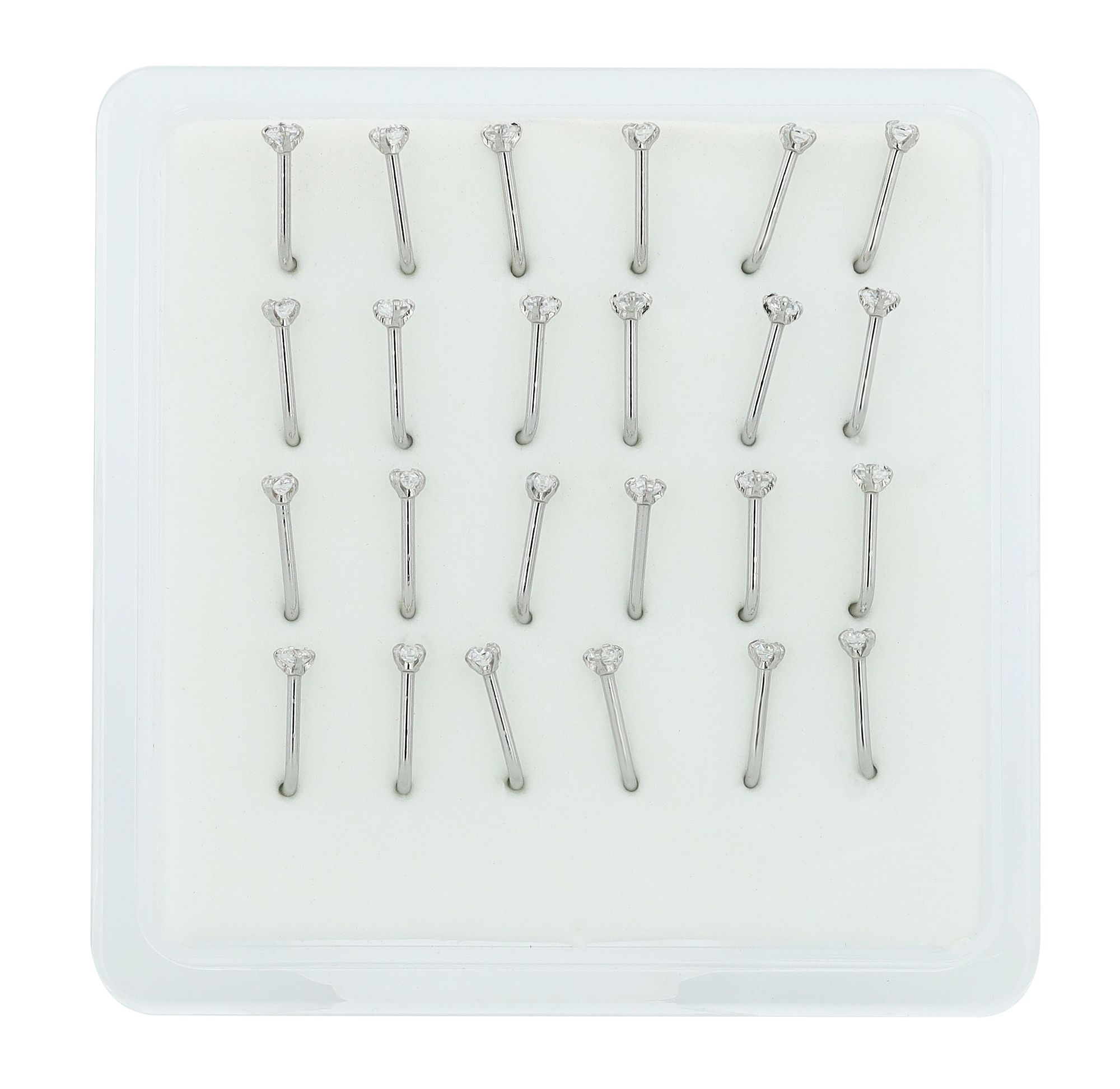 "Lulsia" Edelstahl Nasen Piercings, 24 Stück, Stabstärke 0,8 mm / Stablänge 7 mm / Ø 2 mm