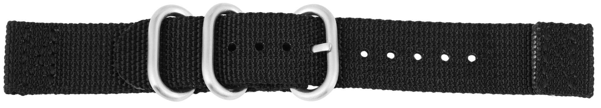 Nylon-Uhrenarmband, schwarz, Dornschließe, 20 mm