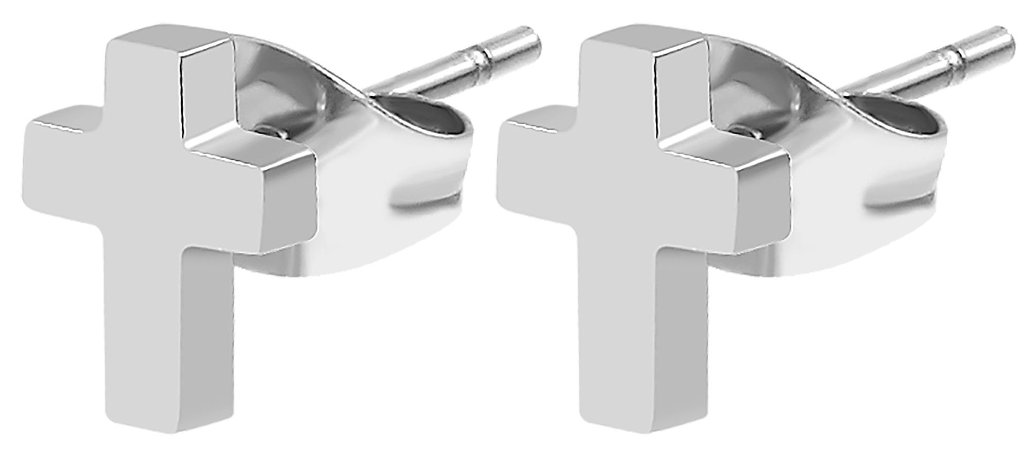 "Adeni", Edelstahl Ohrstecker, Kreuz, silberfarben