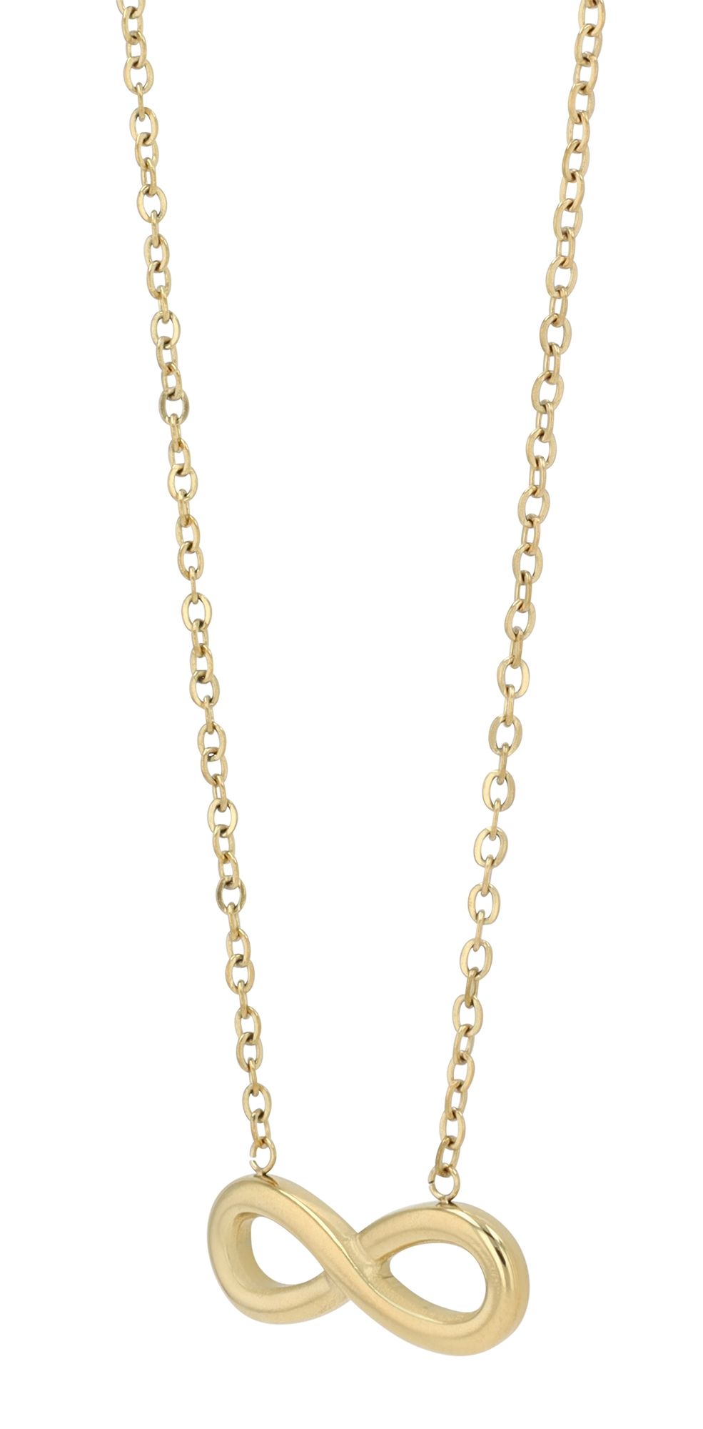 "Suki" . Infinity, Edelstahlkette (42 + 5 cm) mit Anhänger, IP Gold