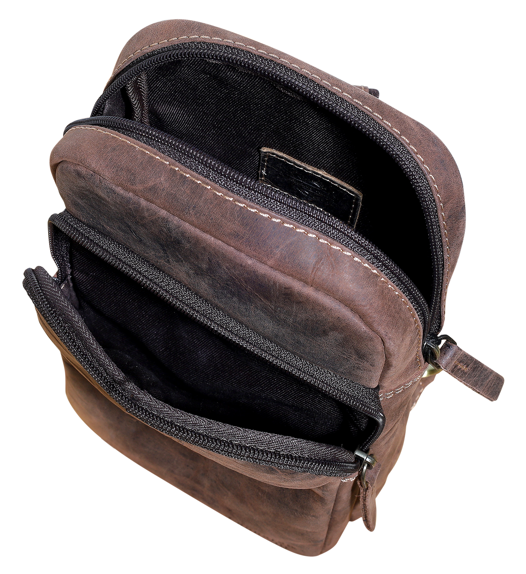 Leonardo Verrelli Crossbody-Tasche aus Echt Leder, Vintage-Look, dunkelbraun