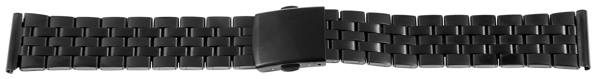 Edelstahl-Uhrenarmband mit Faltschließe, schwarz, 21 mm